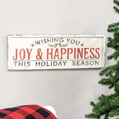 Wishing You Joy & Happiness 24" Wooden Sign