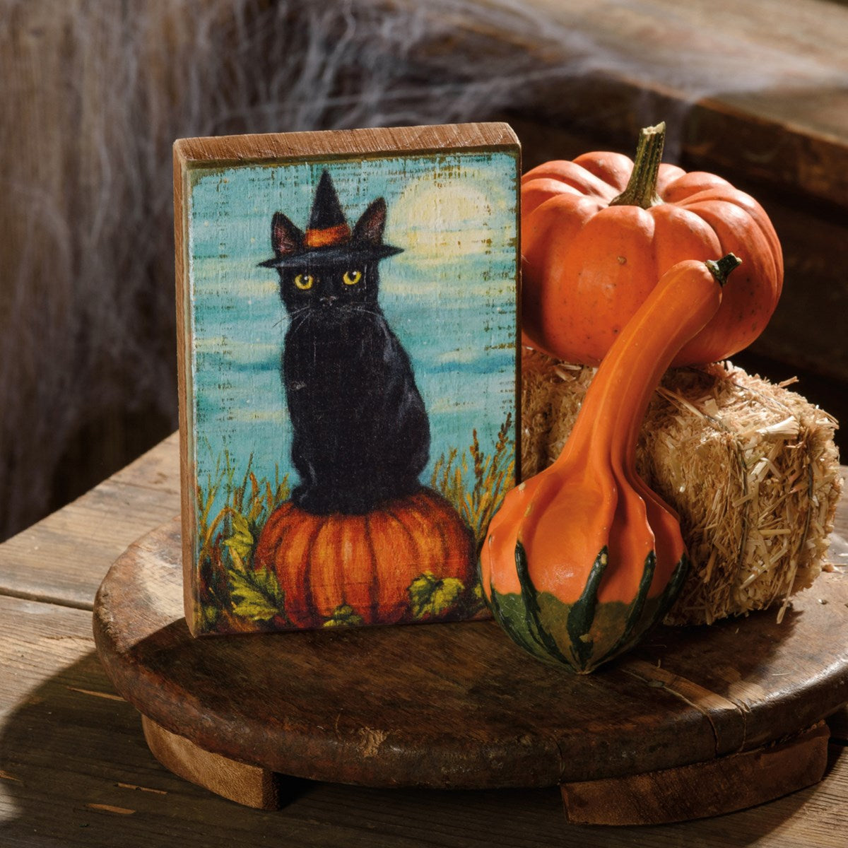 💙 Cat Witch 6" Small Wooden Block Sign