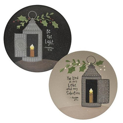 💙 Set of 2 Inspirational Winter Lantern Decorative Plates