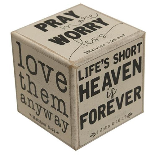 Pray More, Worry Less Six-Sided Block