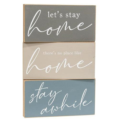 Set of 3 Let's Stay Home Stay Awhile Mini Blocks