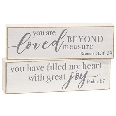 Set of 2 You Are Love Beyond Measure Mini Wooden Blocks