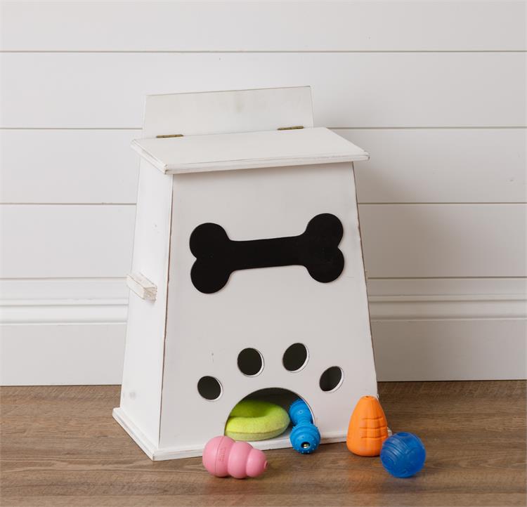 Dog Toy Chest Wooden with Bone Motif