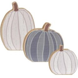 💙 Set of 3 Lil' White & Gray Chunky Pumpkin Sitters