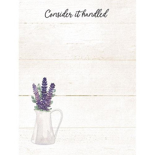 💙 Consider It Handled Lavender in Pitcher Mini Notepad With Magnet