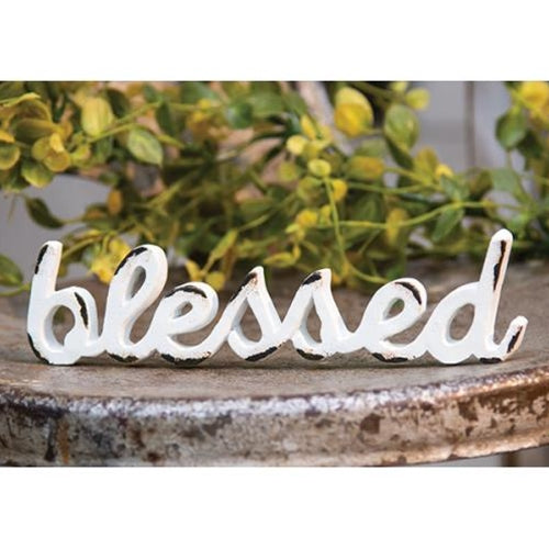 💙 Blessed Distressed White Resin Figurine