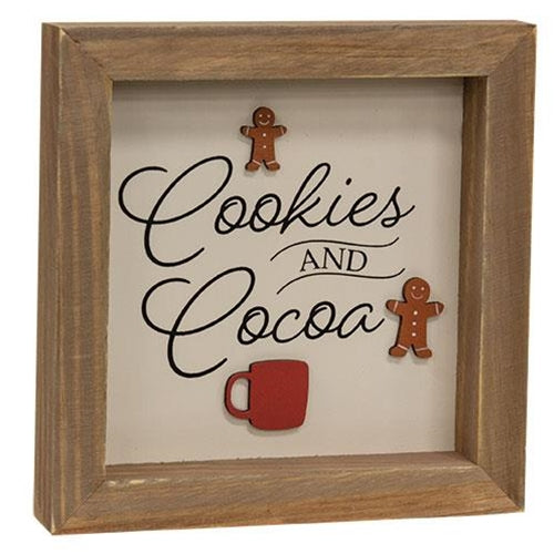 Cookies & Cocoa Gingerbread Square Framed Sign