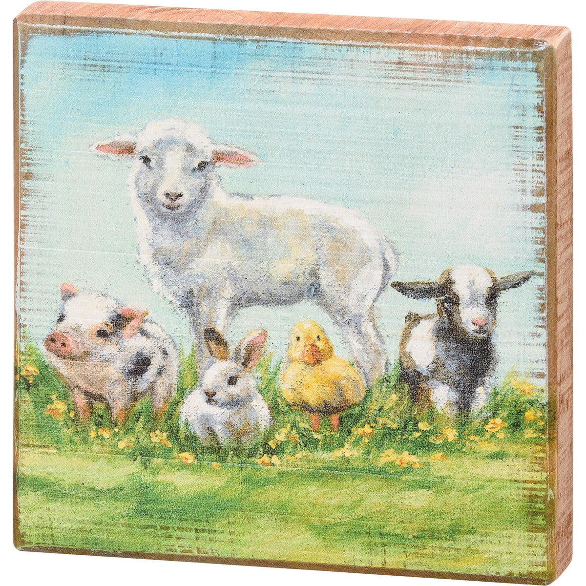 Young Farm Friends Small Wooden Block Sign