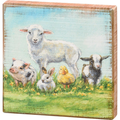 Young Farm Friends Small Wooden Block Sign