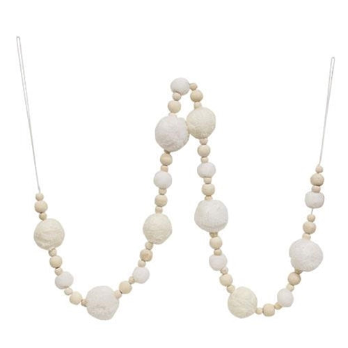 Snowball & Natural Bead 4 Foot Garland