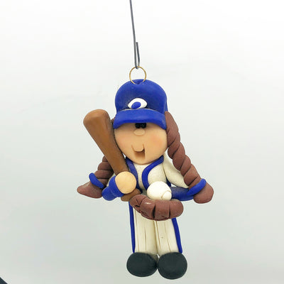 Handcrafted Baseball Girl Clay Dough Ornament