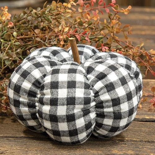 💙 Black & White Gingham 6.5" Stuffed Pumpkin