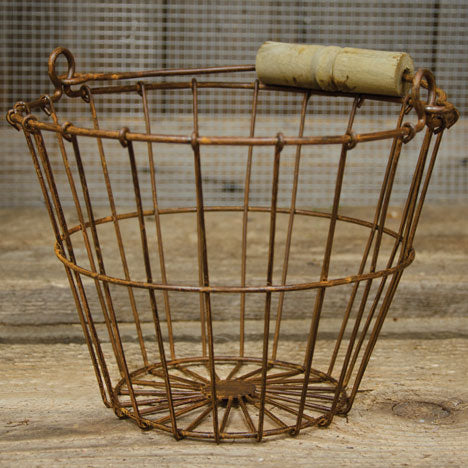 Wire Egg Basket with Rusty Finish 6" H