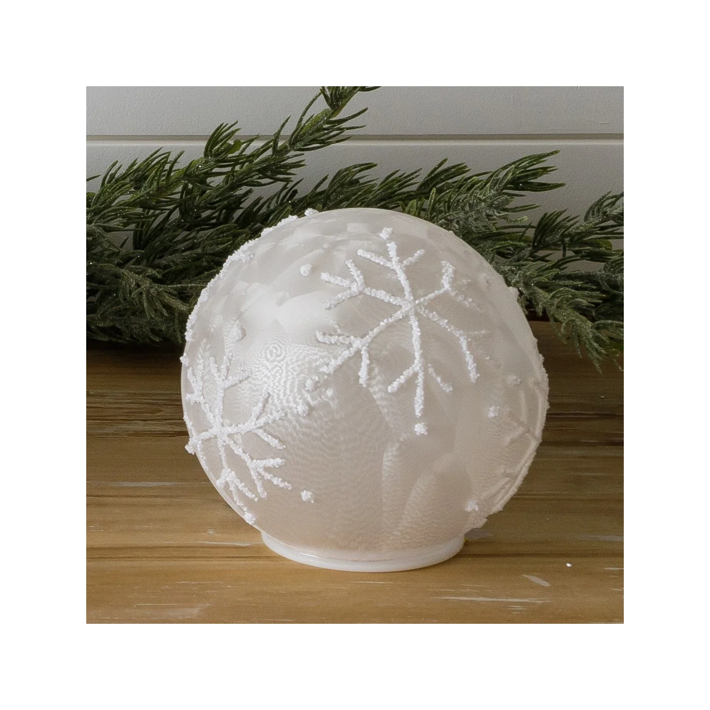 Snowflakes 4" Lighted Glass Ball Decoration