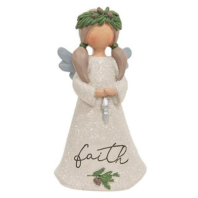 HAPPY BIRTHDAY🎂 💙 Faith Winter Greenery Resin Angel Figurine