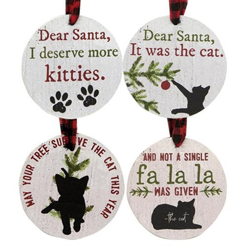 💙 Set of 4 Christmas Cat Wooden Gift Tags