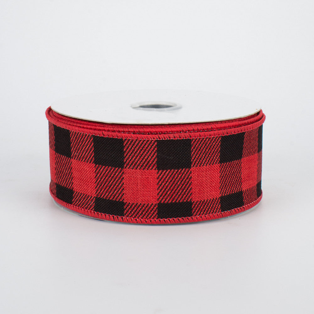 Red & Black Buffalo Plaid Check Ribbon 1.5