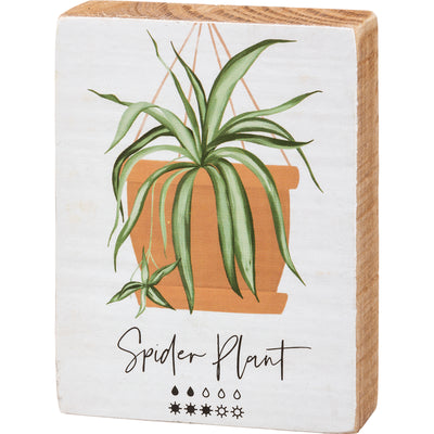 Spider Plant Illustrations Small Block Sign