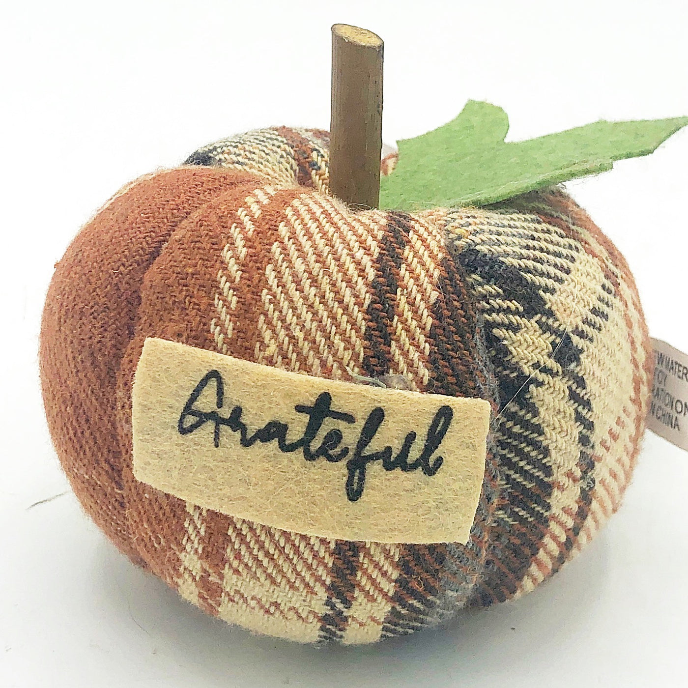 Grateful Mini Fabric Pumpkin 3" Fall Decoration