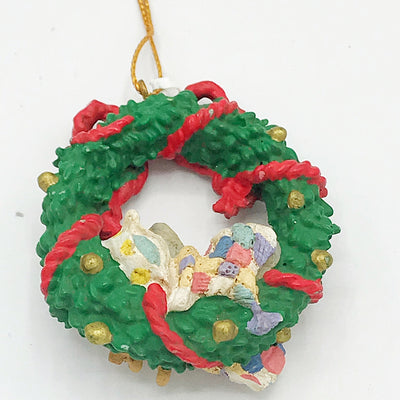 Sleeping Mouse in Wreath Ornament