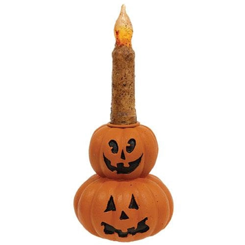Jack O' Lantern Pumpkin Stack Halloween Taper Candle Holder