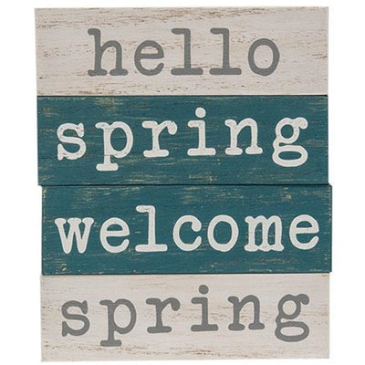💙 Hello Spring Welcome Spring Set of 4 Mini Block Signs