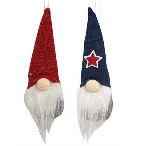 Set of 2 Americana Gnome Plush Ornaments