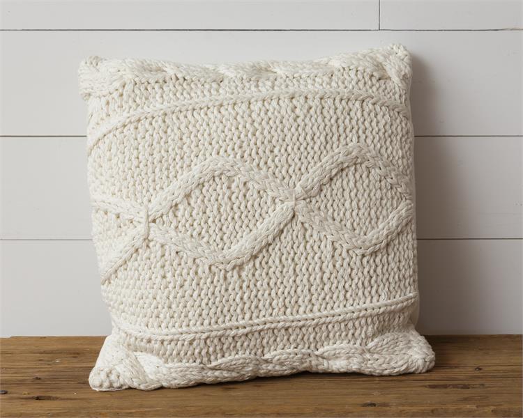 Cream Knitted 18" Square Throw Pillow