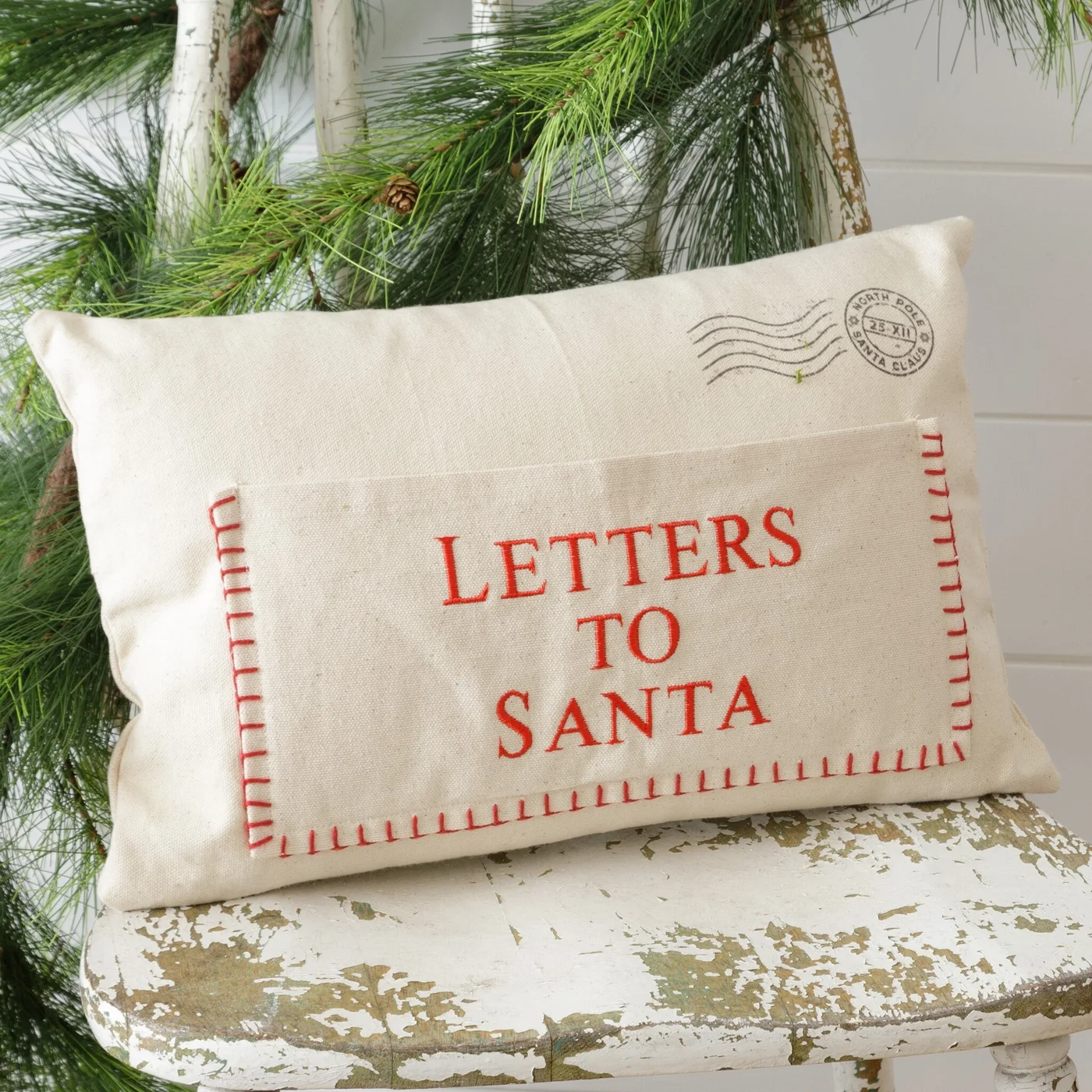 Letters To Santa 16" Pocket Christmas Pillow