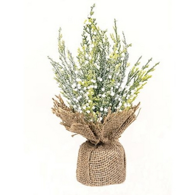 Frost Berry 9" Faux Tree with Burlap Wrapped Base