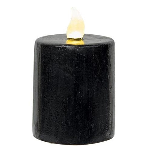Black Gloss LED Battery Powered 4" H Pillar Candle