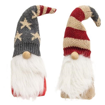 💙 Set of 2 Americana Gnomes With Flag Knit Hats
