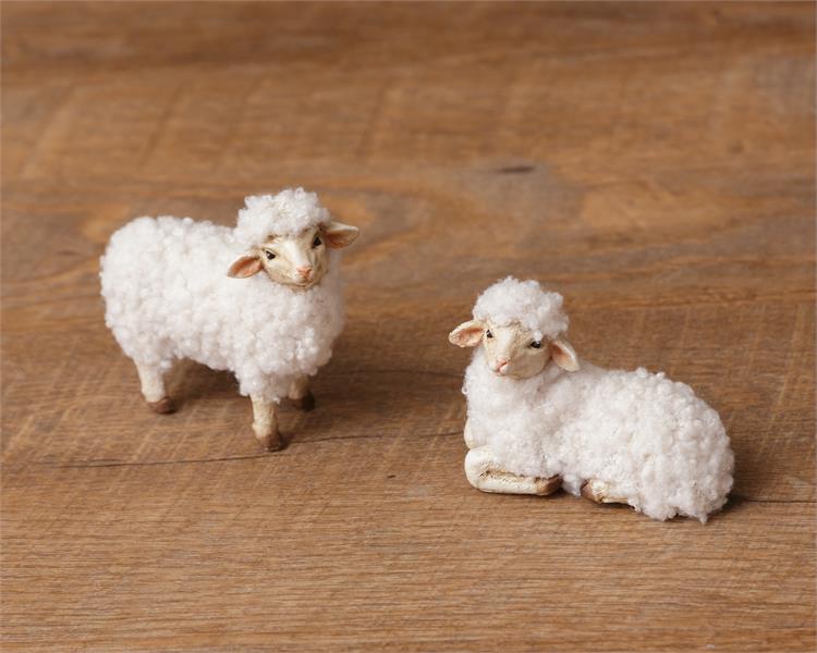 Set of 2 Wooly Sheep Figures