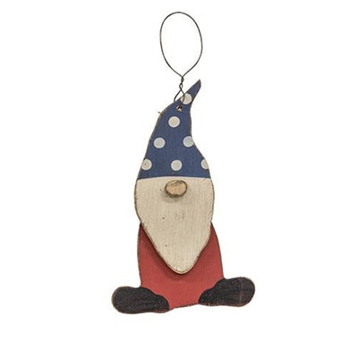 Set of 2 Red and Blue Polka Dot Hat Gnome Ornaments