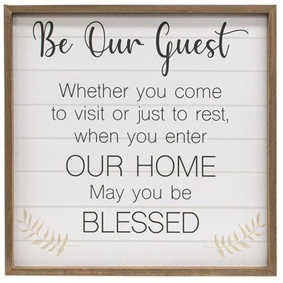 Be Our Guest 19" Square Framed Sign