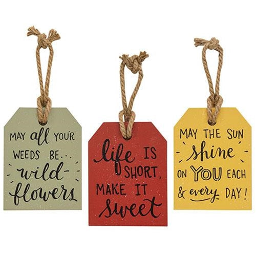 Set of 3 Life Is Short Wooden Decorative Tags