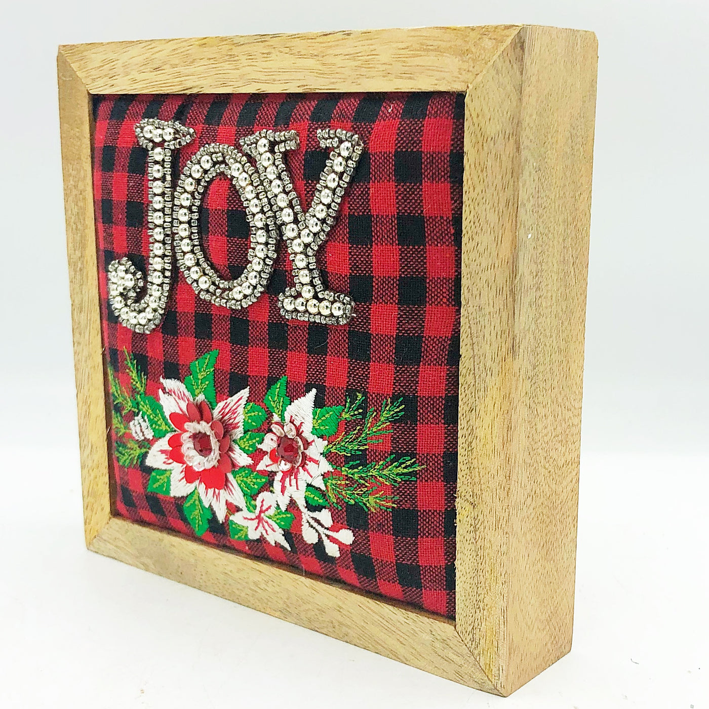 💙 Joy Buffalo Plaid Fabric Box Sign