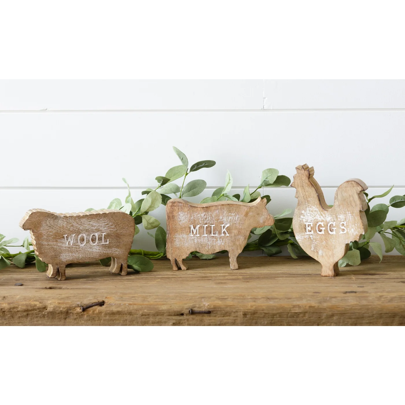 Set of Wood Block Farmhouse Cut Out Animals