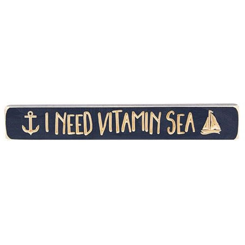 I Need Vitamin Sea 12" Engraved Wooden Block
