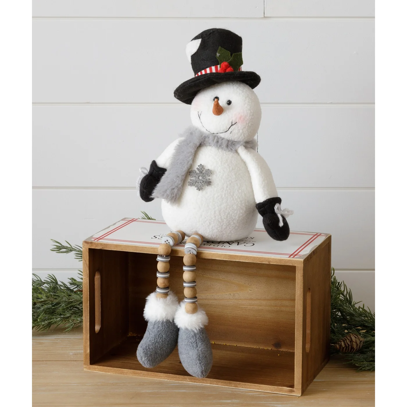 Snowman With Top Hat Shelf Sitter