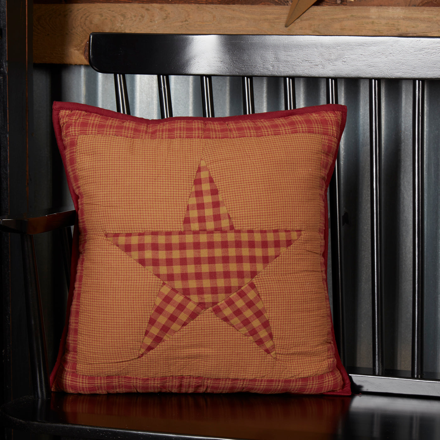 Ninepatch Star Quilted 16" Throw Pillow