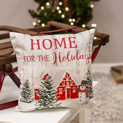 Home For The Holidays 8" Small Christmas Pillow