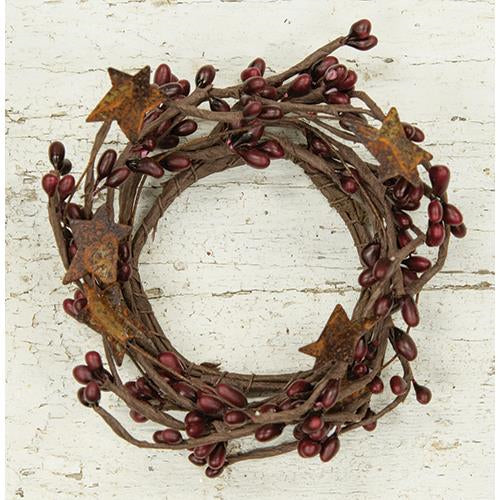 Burgundy Pip Berry with Rusty Stars 6" Ring