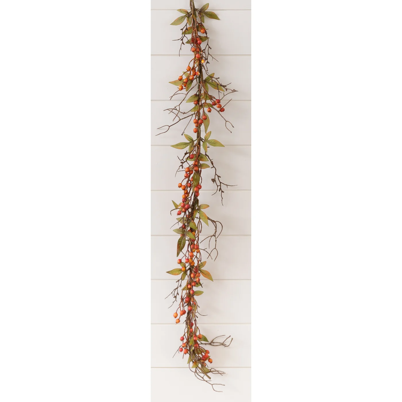Persimmon Berries Leaves and Twigs 48" Faux Botanical Garland