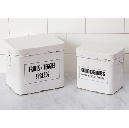 Set of 2 Distressed Kitchen Containers