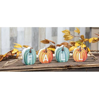 💙 Fall Pumpkins Wooden Blocks on Jute String