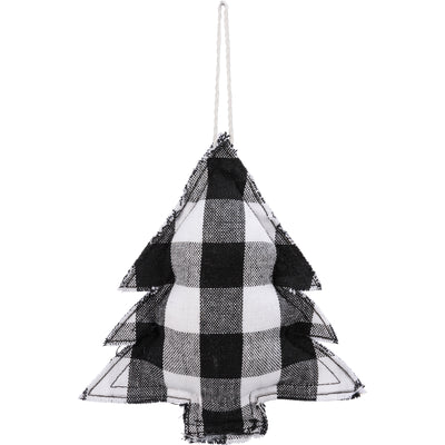 Surprise Me Sale 🤭 Black and White Buffalo Plaid Tree Shaped Ornament