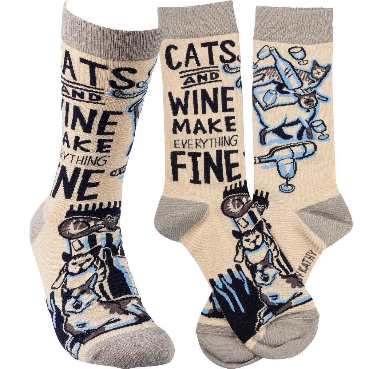 Cats And Wine Make Everything Fine Unisex Fun Socks