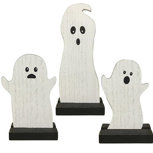 Set of 3 Spooky Wooden Ghosts