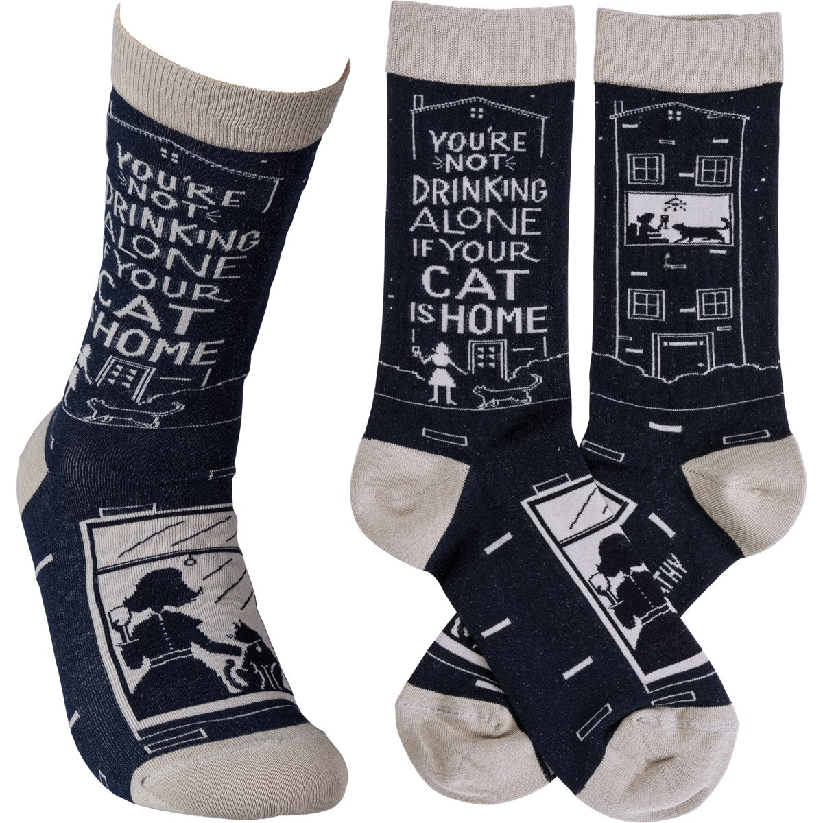 💙 Not Drinking Alone If Your Cat Is Home Unisex Fun Socks